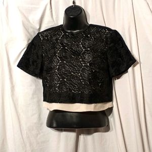 Final Sale - A.L.C. 2-Layer Short Sleeve Cropped Top